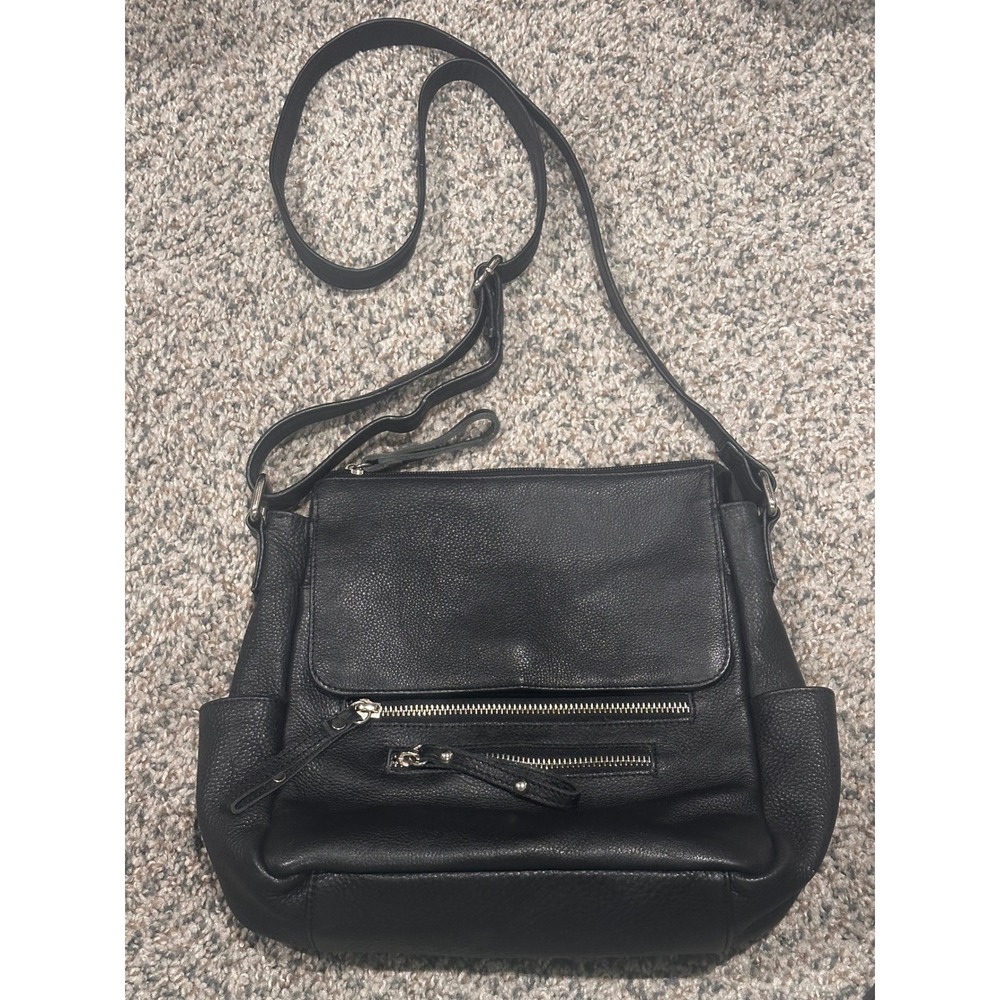 Great American Leather Works Black Pebbled Leather Crossbody Organizer Bag